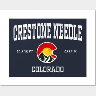 Crestone Needle Colorado 14ers Vintage Athletic Mountains Posters and Art